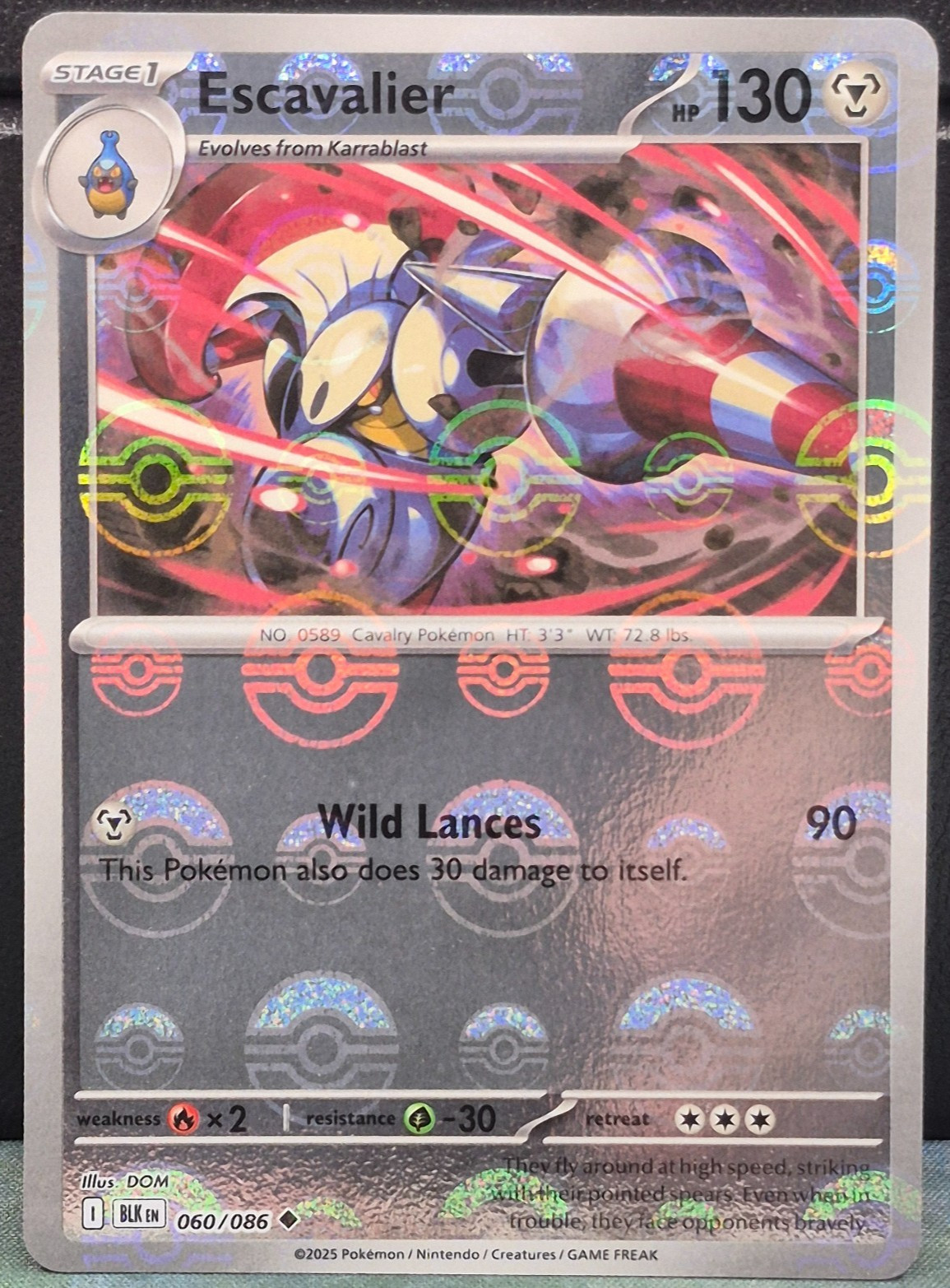 Escavalier 060/086 Poke Ball Pattern Reverse Holo Black Bolt Pokemon Near Mint