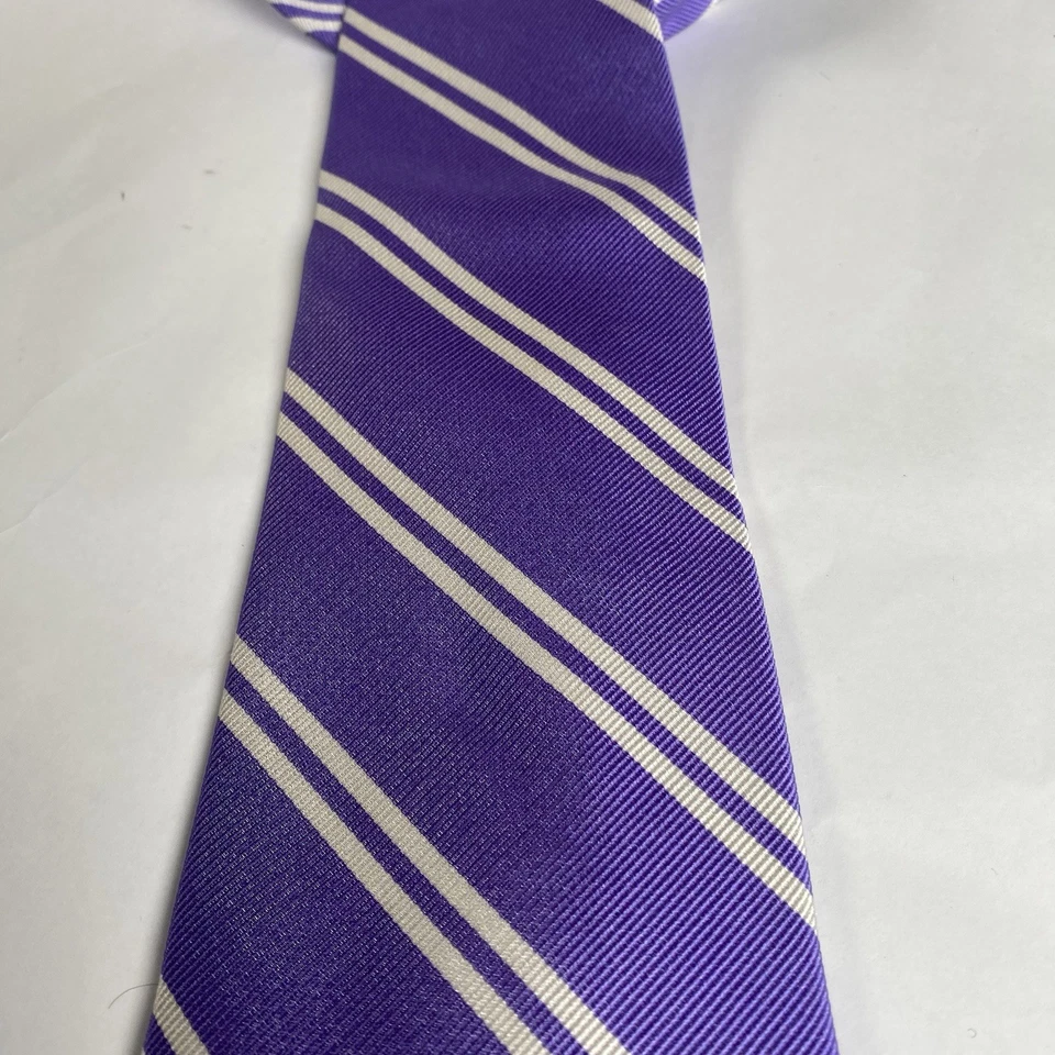 Corbata para hombre Lauren Ralph Lauren cosida a mano púrpura a rayas REPP Foto 2 de 4