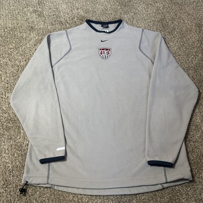 Vtg 90s NIKE Men L USA Olympic Soccer Center Swoosh Light Fleece Therma Fit Gray