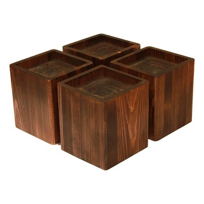 Bed Risers Furniture Lifters Wood (Set of 4), Heavy Duty Handmade Rustic Pine...