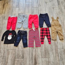Baby Boy Clothing Lot of 9 Size 12-18M Overalls Jeans Fleece Joggers Pants Play