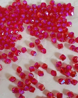 Swarovski 5328 4mm bicone beads, Light Siam Shimmer 2X (24pcs)