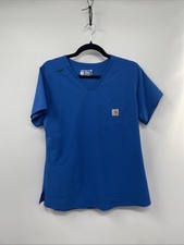 Carhartt Force Cross-Flex Tuck In Scrub Top Womens M Blue Modern Fit V Neck NWT