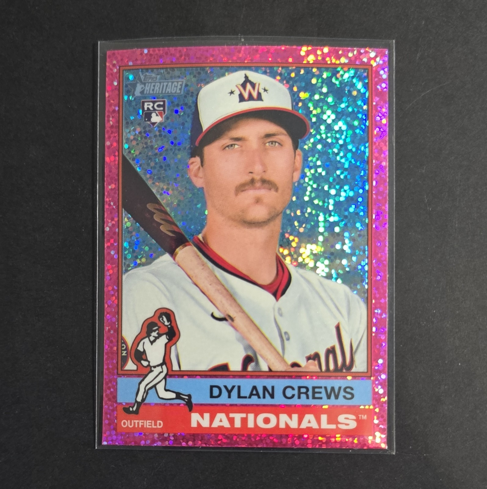 2025 Topps Heritage - Dylan Crews #247 Chrome Pink Sparkle Refractor (RC)