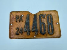 Vintage Motorcycle License Plate Pennsylvania 1924
