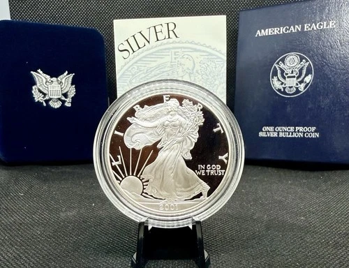 2001-W Proof American Silver Eagle with OGP & COA! 1 Oz .999 Silver!