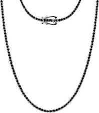 4.50 CT Natural Black Diamond Tennis Necklace 14k White Gold 18" Choose size