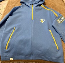 Baseball Lifestyle 101 Game Day 1/4 Zip Hoodie - Adult Small Blue/yellow