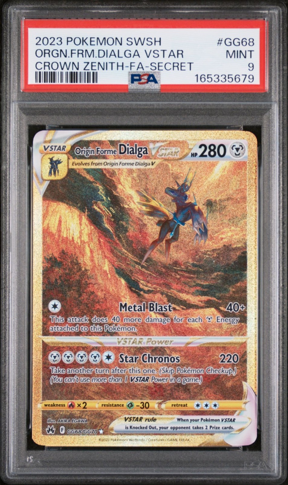 2023 POKEMON SWSH CROWN ZENITH GG68 FULL ART/ORIGIN FORME DIALGA VSTAR PSA 9