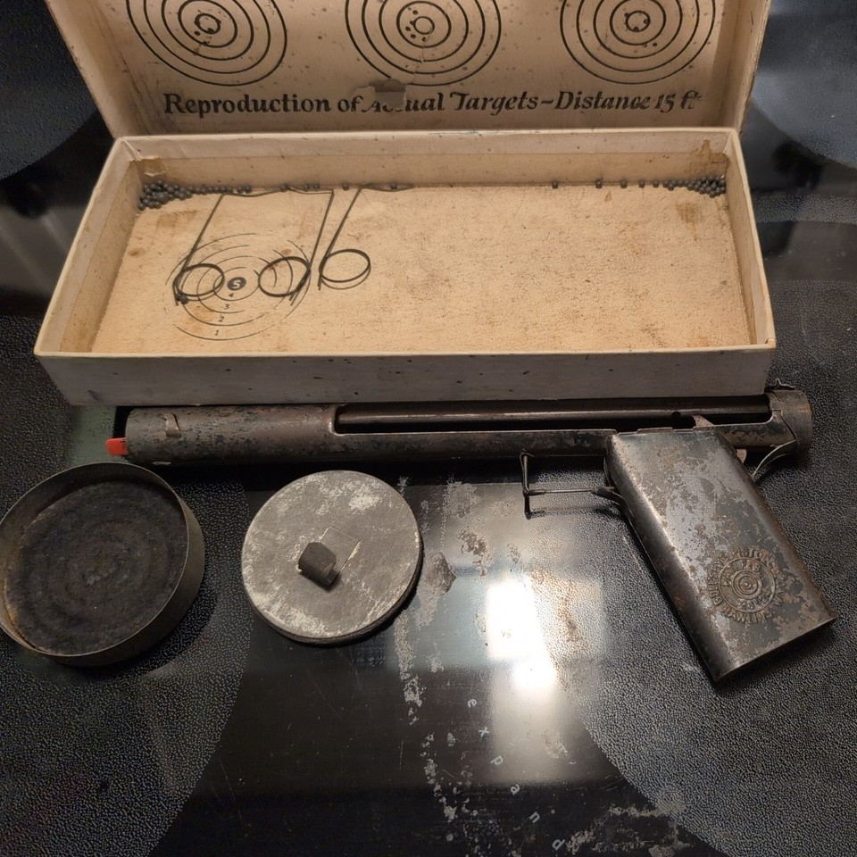 Rare 1924 Bulls-Eye Toy Pistol Game Boxed W/ Original Target Rubber ...