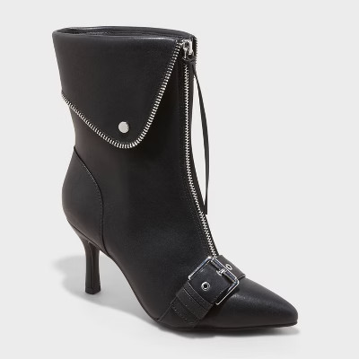Women's Mickey Point Toe Moto Ankle Boots - A New Day Black - Bild 1 von 8