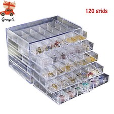 120 Grids Nail Art Storage Case 5-layer Drawer Acrylic Clear Organizer Box