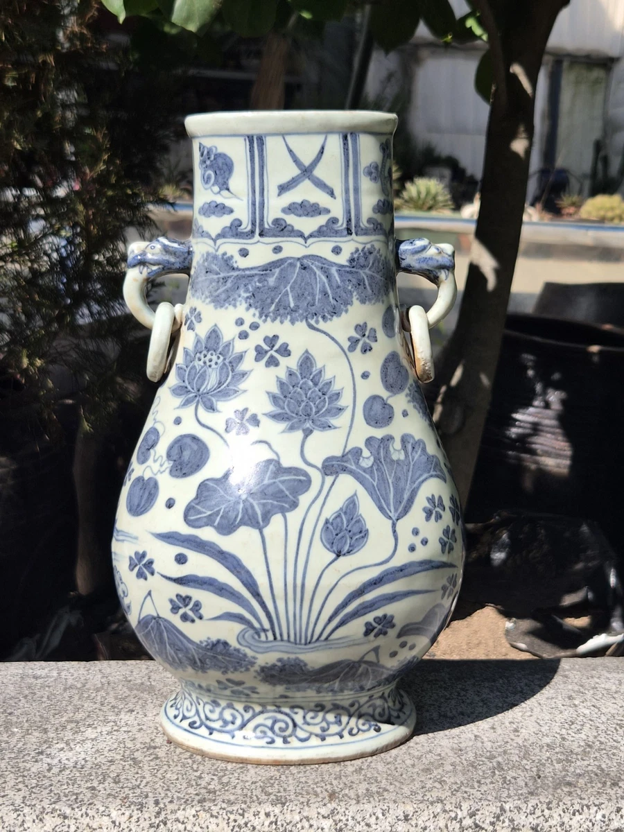 蓝色中国古董花瓶| eBay