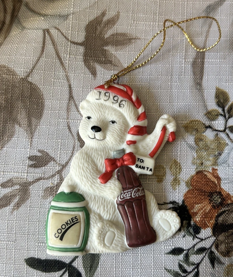 Tarro de galletas vintage de coca cola holiday bear adorno incluido - 1996 - sin usar, en caja Foto 4 de 4