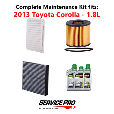 2013 Toyota Corolla 1.8L Complete Air, Oil & Cabin Filter Kit (0W