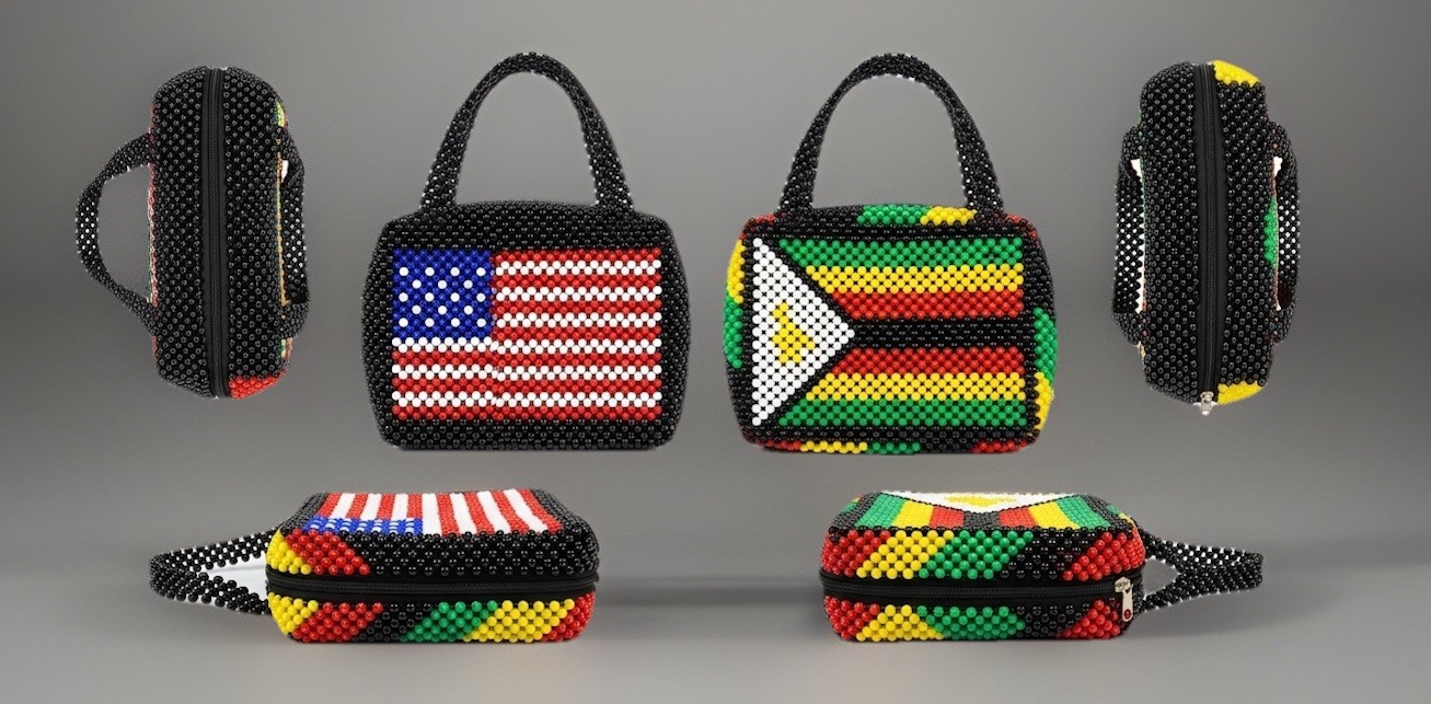 Handmade Beaded Purse USA Flag & Rasta Reggae Design Vintage Boho Handbag