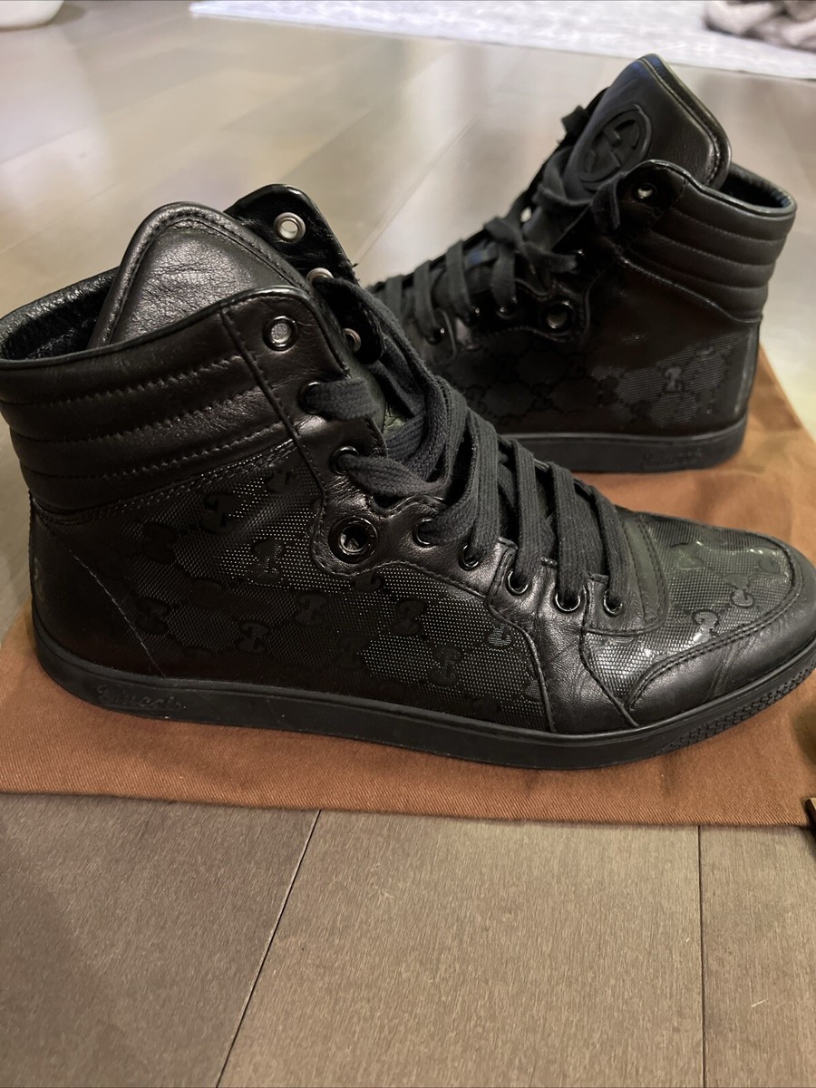 Gucci Men's Sneakers Size 8.5 Excellent Logo Black High Top | eBay