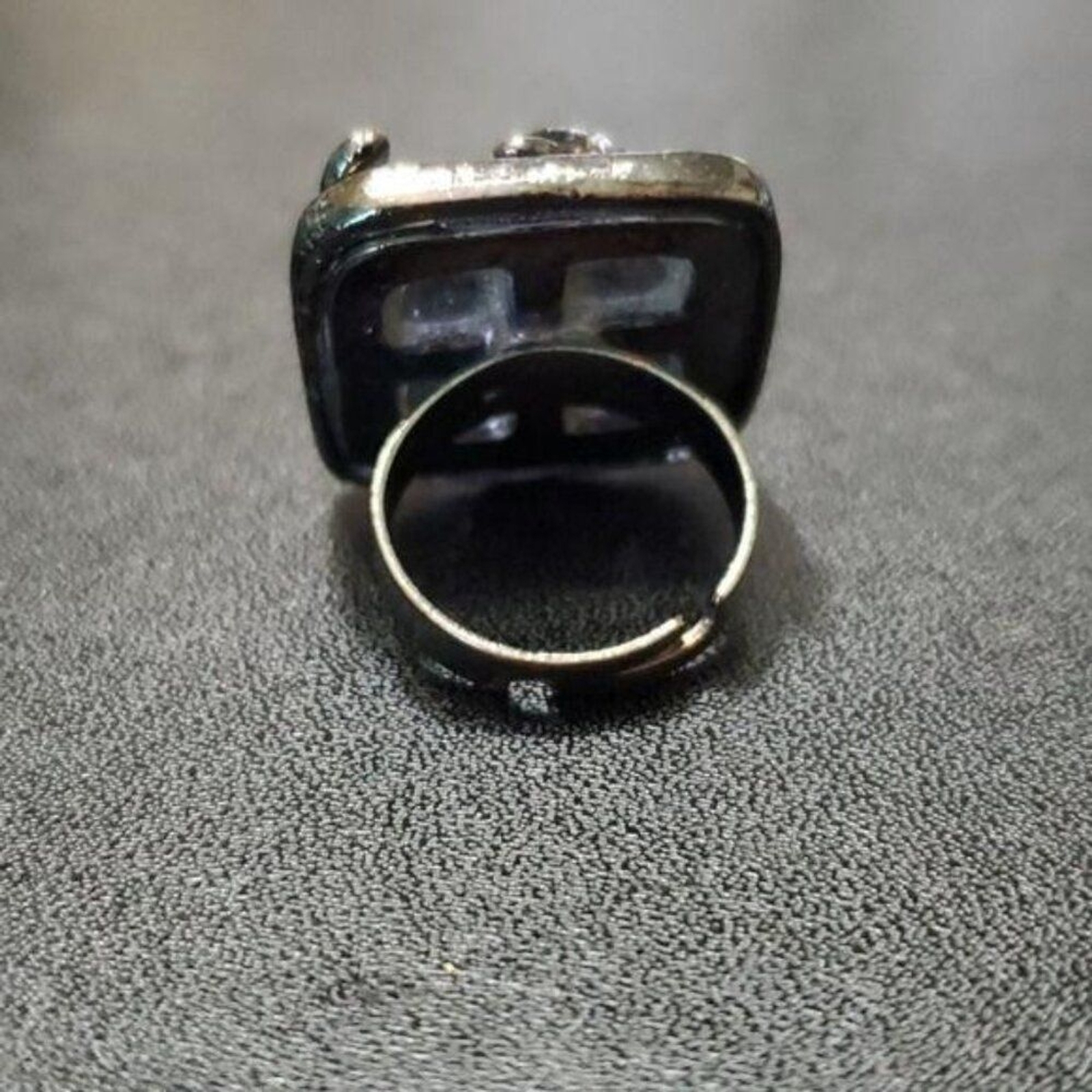 Dark silver tone rhinestone adjustable ring - image 5