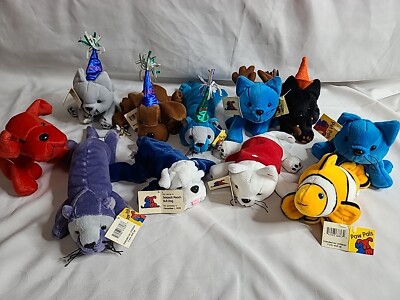 Lot Of 11 Rare Vintage Retired Petco Paw Pals Cats, Dogs, Ferrets & Fish