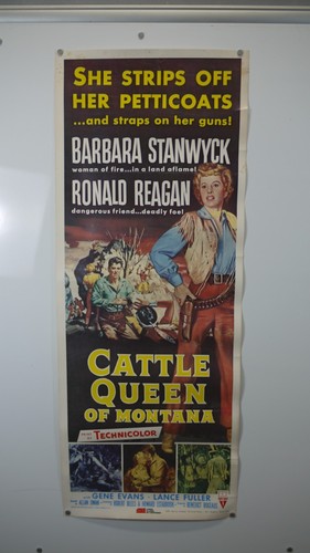 VTG Cattle Queen of MONTANA Western Movie Poster STANWYCK REAGAN 1981 Reprint - Picture 12 of 14