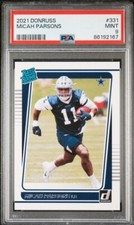 2021 Panini Donruss #331 Micah Parsons Rated Rookie Card Dallas Cowboys PSA 9