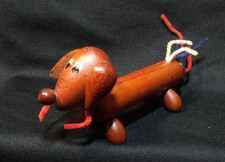 Vintage Carved Dachshund Dog Folk Art Kitsch Wooden Painted 8  Long