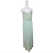 NWT ADRIANNA PAPELL 10 Green Sleeveless Lace Tulle Formal Gown Dress AP1E200450