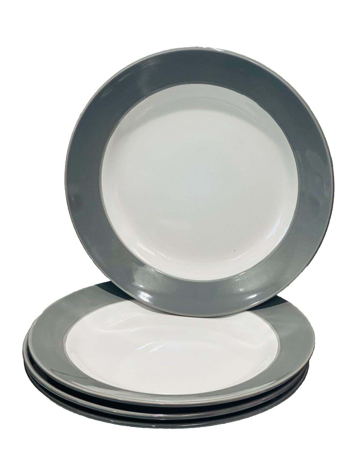 SET Of 4Royal Norfolk Gray and White Stoneware Salad  Plates, 7.5 In. Classic