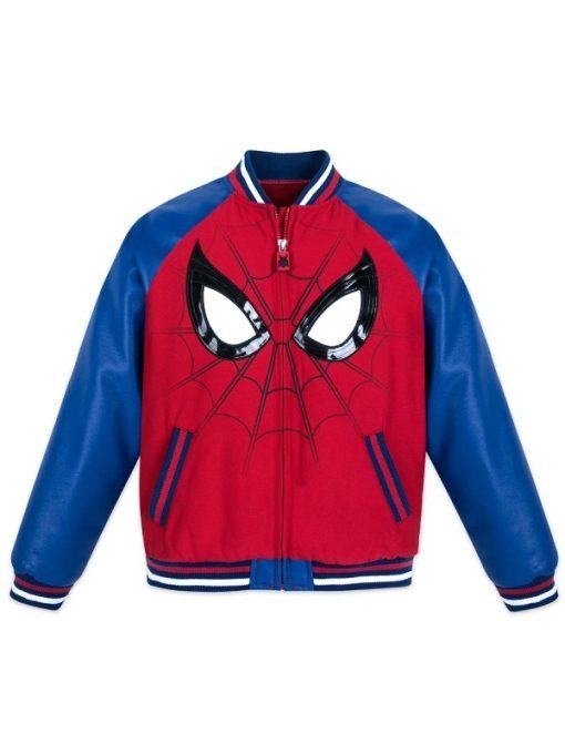Nueva Chaqueta Universitaria Spiderman Años 90 De Colección Comics Lana, Chaqueta Bombardero de Cuero Real