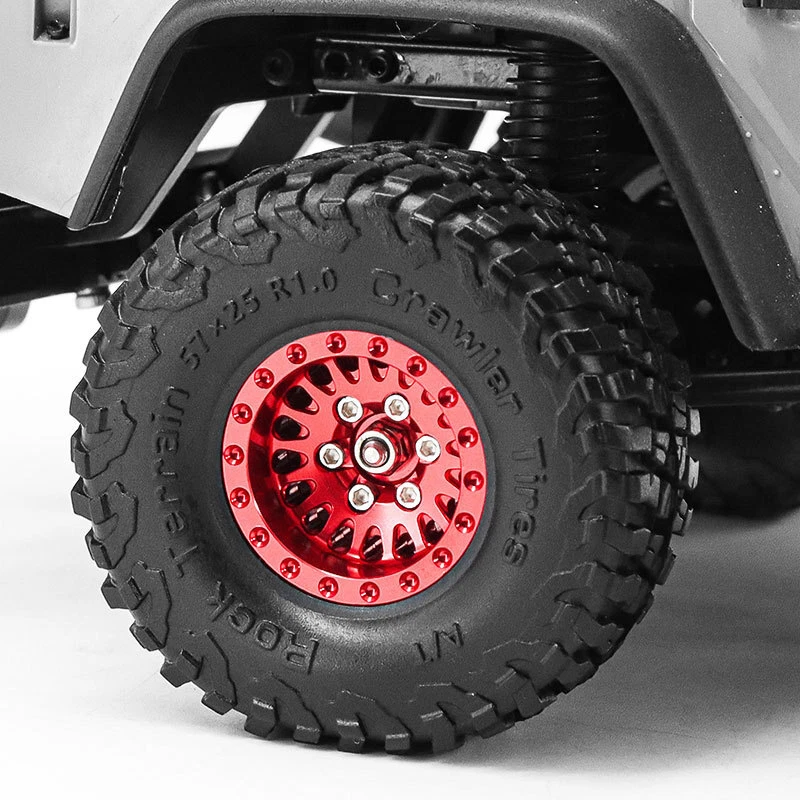 4PCS Aluminum 1.0 Beadlock Wheel Rim/Tire for Traxxas 1/18 TRX4M 1/24 SCX24 AX24 - Image 3 of 4