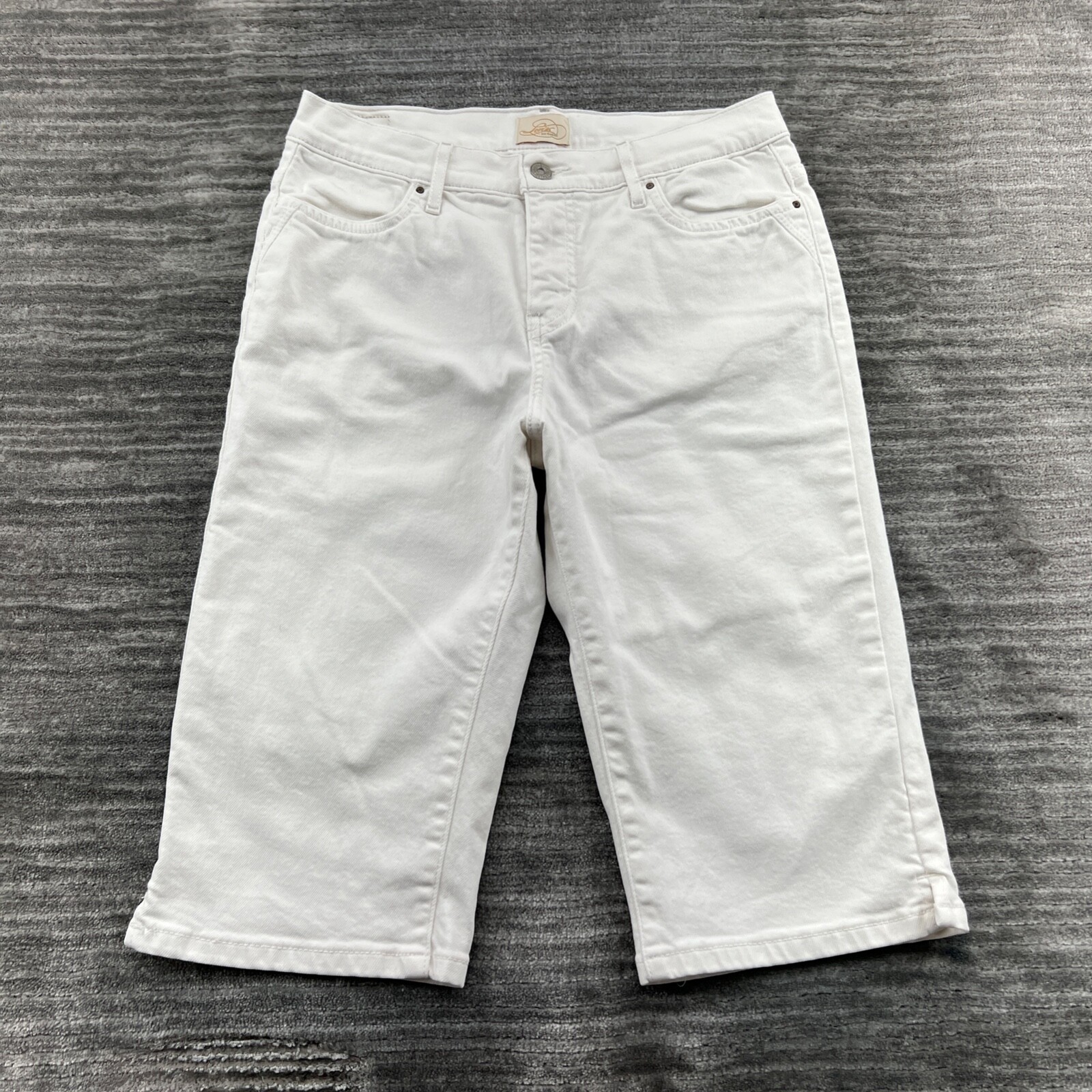 Levi's 512 Jeans Size 12 Womens Perfectly Slimming Crop Stretch White Denim