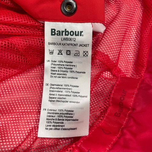 Barbour Katafront Concealed Hood Waterproof Jacket / Rain Coat, Poppy Red, US-4 - Picture 19 of 21