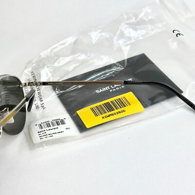 SAINT LAURENT SL 416 001 Silver Black Aviator Teardrop Sunglasses