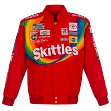 Authentic Kyle Busch JH Design Skittles Full Snap Red Cotton Jacket