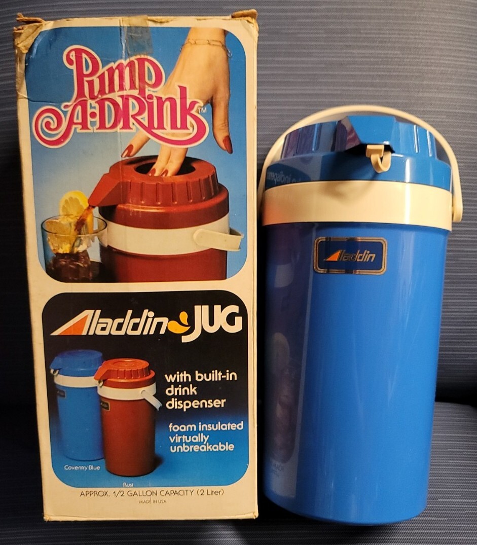 サマーセール ミニグランド バンドル Vintage Hot Blue NOS Gallon 1/2 Jug Drink A Pump Aladdin's 1.0リットル~