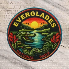 Everglades National Park Patch Iron-on Applique Nature Badge Egret, Wetlands, FL