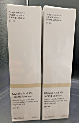 Glycolic Acid 7% Toning Solution - 3.38 Fl OZ Each Pack - EXP 11/2027 Qty 2