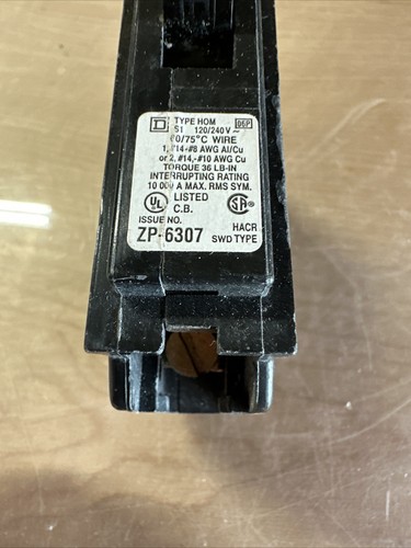 GEBRAUCHT. Square D HOM120 1 polig 20A 120/240V 10kA Steckschutzschalter - Bild 6 von 7
