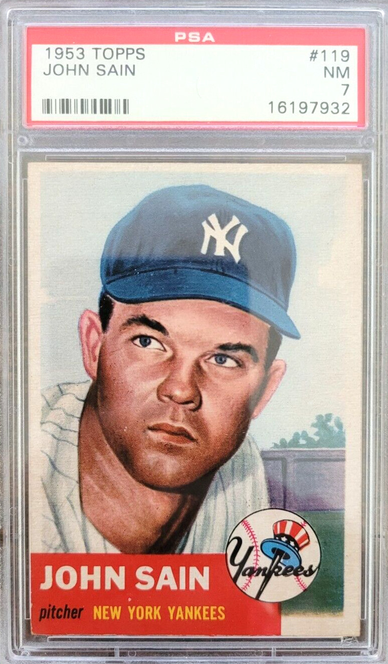 1953 Topps #119 Johnny Sain  PSA NM 7 - New York Yankees