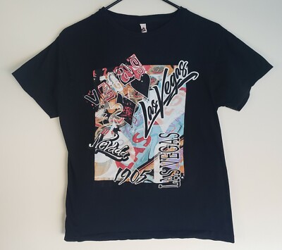 Las Vegas Short Sleeve T-Shirt Womens Medium Black 100% Cotton 0224