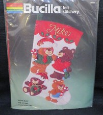 Bucilla "Festive Bears" Felt Stitchery Christmas Stocking Kit No. 82255