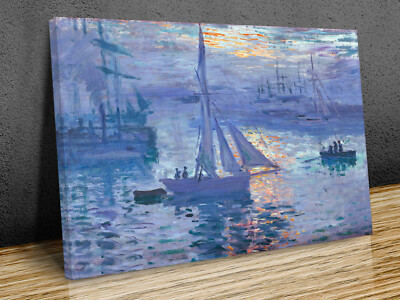 Claude Monet Sonnenaufgang Meereslandschaft montierter Leinwanddruck fertig zum Aufhängen
