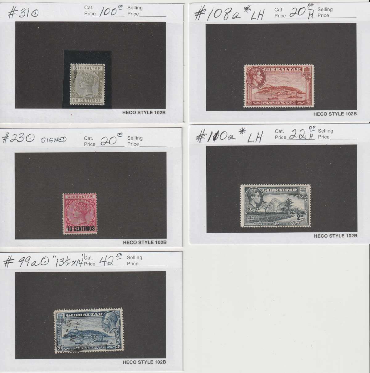 D3696: Pre WW II Inventory cleanup selling sale Gibraltar 67% OFF of fixed price Stamp CV Lot; $285