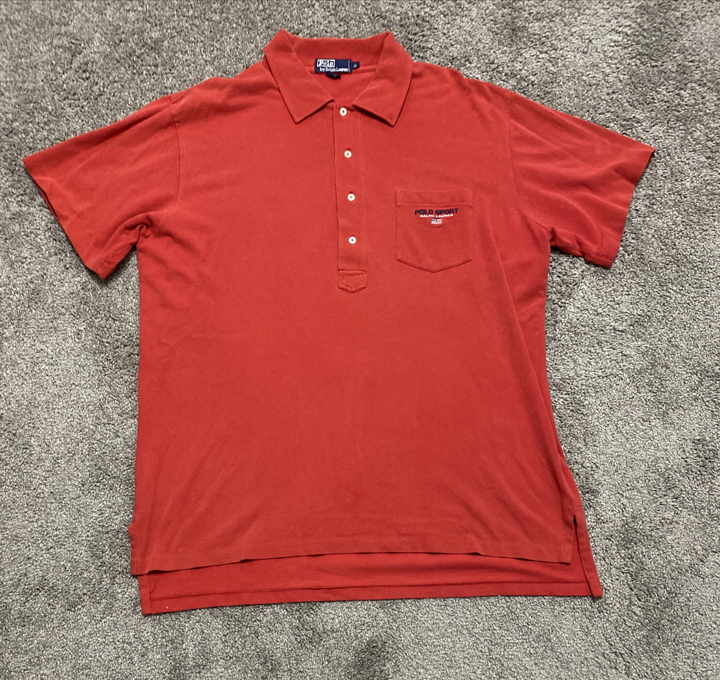 RARE Vintage POLO SPORT RALPH LAUREN 30+ YRS OLD Red USA Flag Shirt Men’s XL