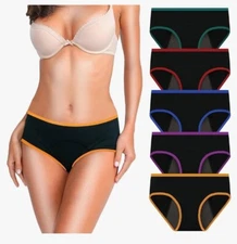 Nalwort 5 Pack Menstrual Period Briefs Leak-Proof Women's Size Large 