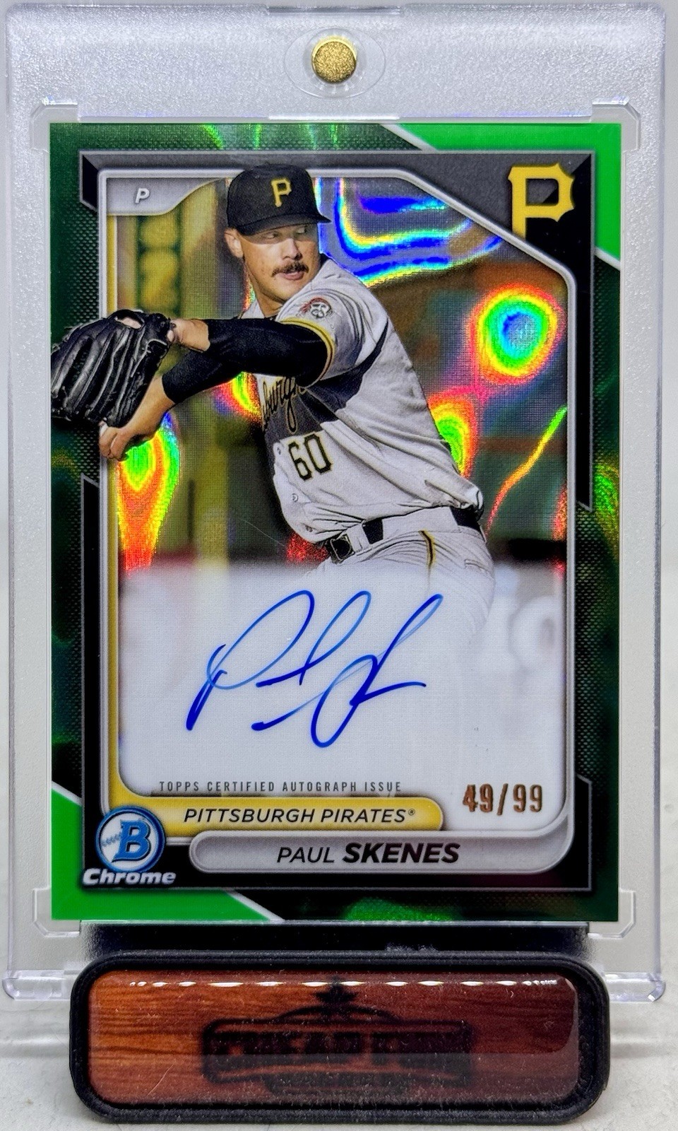 PAUL SKENES AUTO 2024 BOWMAN CHROME PROSPECT GREEN LAVA REFRACTOR 49/99 CPA-PS