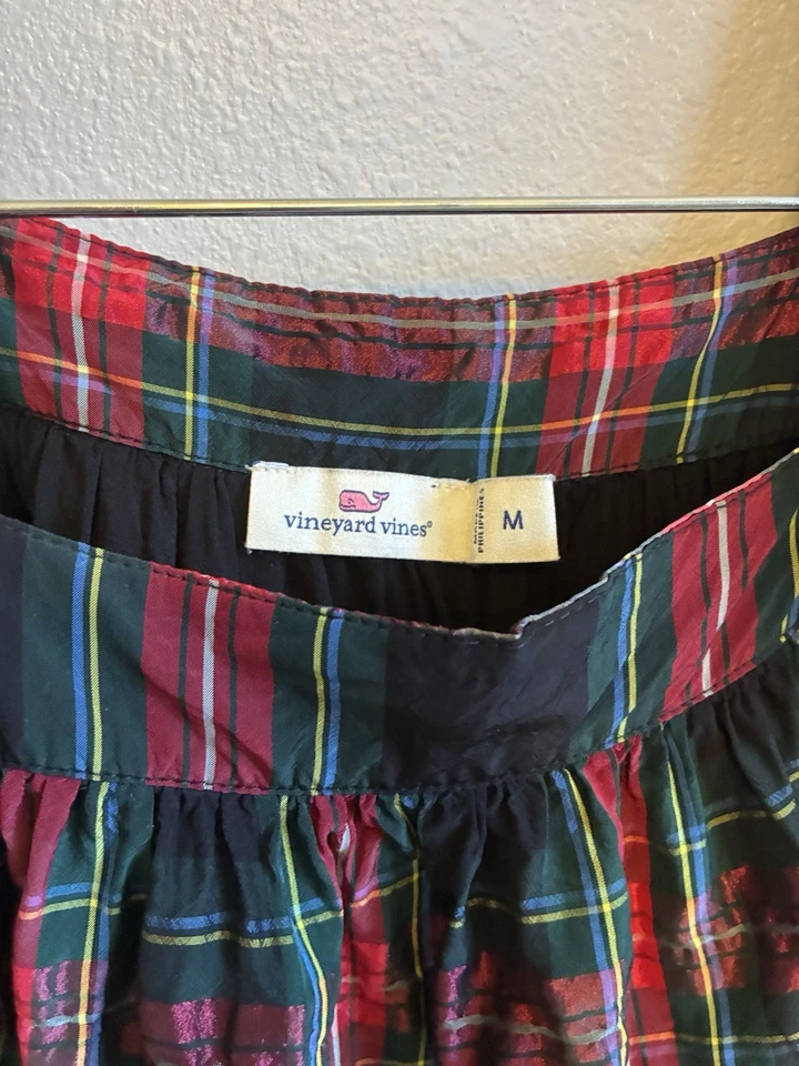 Vestido de Navidad a Cuadros Vineyard Vines Tartán Calado Volantes Vacaciones Niñas M $98 Foto 3 de 4