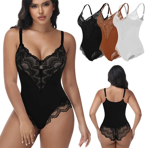 Women's Lace Shapewear Slimming Body Shaper Bodysuit Tummy Control Underwear
