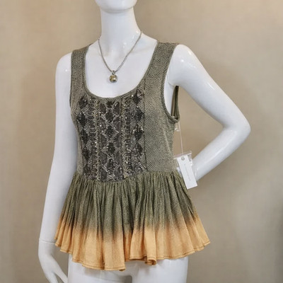 New With Tags   Akemi + Kin  Anaphora  Peplum Boho Tank (Anthropologie Line) Med