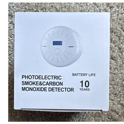 Photoelectric Smoke & Carbon Monoxide Detector, Photoelectric Sensor, White 85dB
